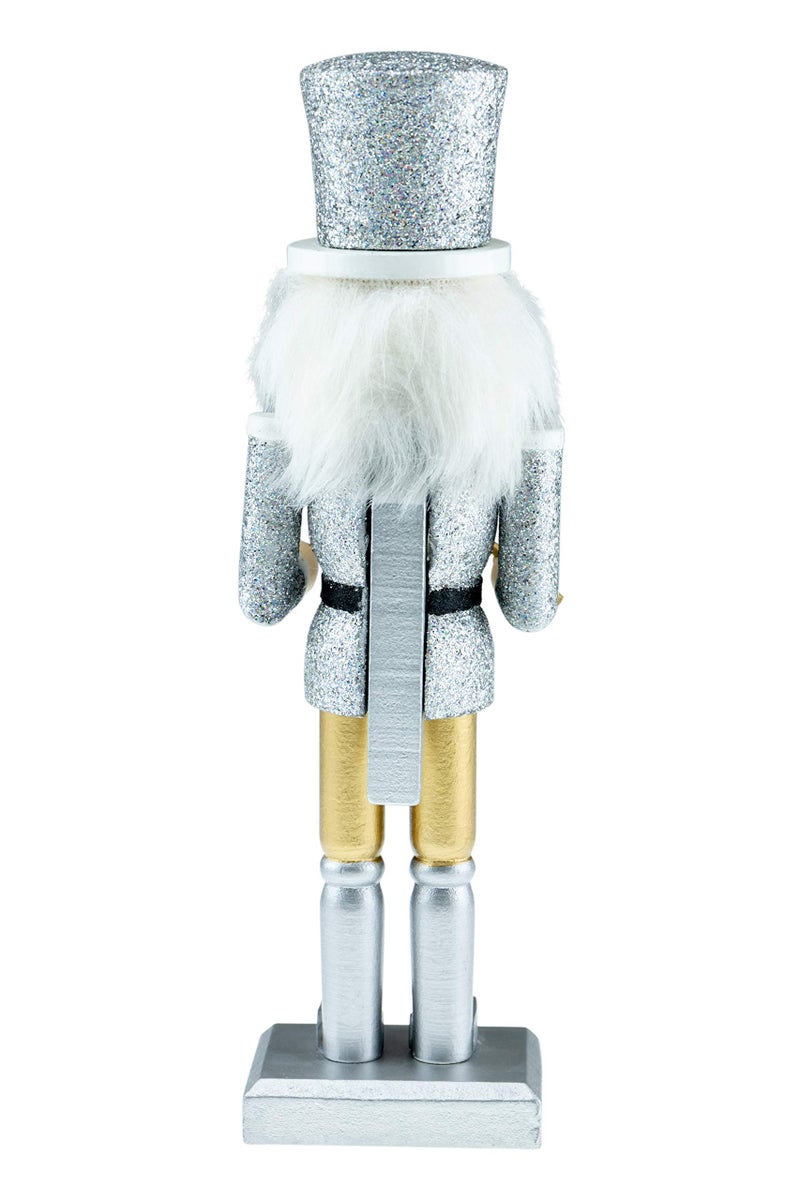 Clever Creations Silver Drummer 10 Inch Traditional Wooden Nutcracker, Festive Christmas DÃ©cor for Shelves and Tables - Image 2